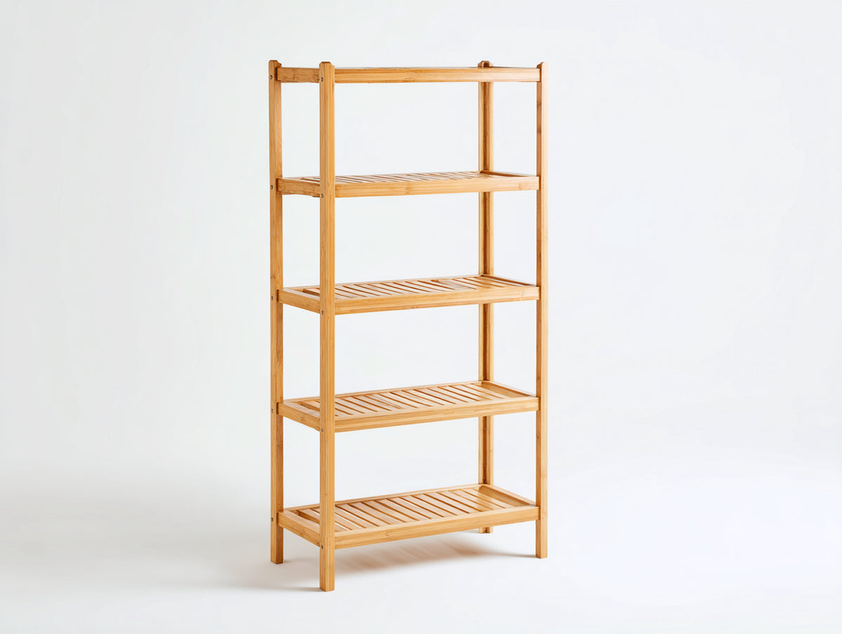 Bücherregal-Holz-78×34×176 cm-Honignatur-schlankes Lamellenregal fürs Arbeitszimmer