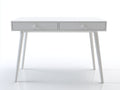 Schreibtisch-Holz-110×55×76 cm-Weiß-minimalistisches Design mit schrägen Beinen fürs Arbeitszimmer