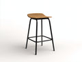 Barhocker-Holz-Polsterbezug-48×43×79 cm-Hellgelb/Dunkelbraun-geschwungener Polstersitz für Hausbar
