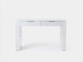 Schreibtisch-Holzwerkstoff-120×55×76 cm-Weiß Silber Hochglanz-zwei Schubladen fürs Arbeitszimmer