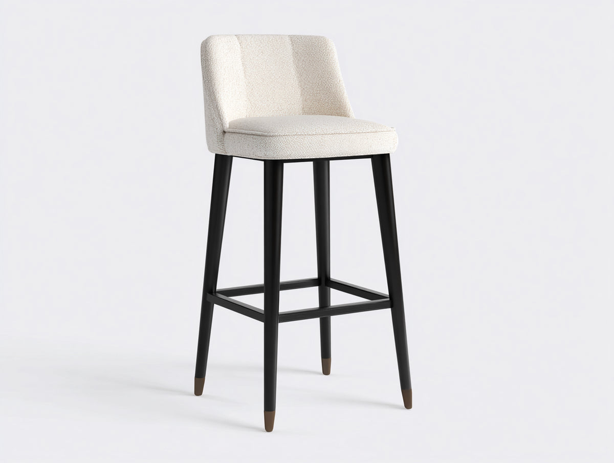 Barhocker-Holz-52×50×78 cm-Schwarz/Natur-geschwungene Sitzfläche für Hausbar