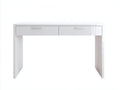 Schreibtisch-Holz-Metall-120×55×76 cm-Weiß/Silber-Hochglanzdesign fürs Arbeitszimmer