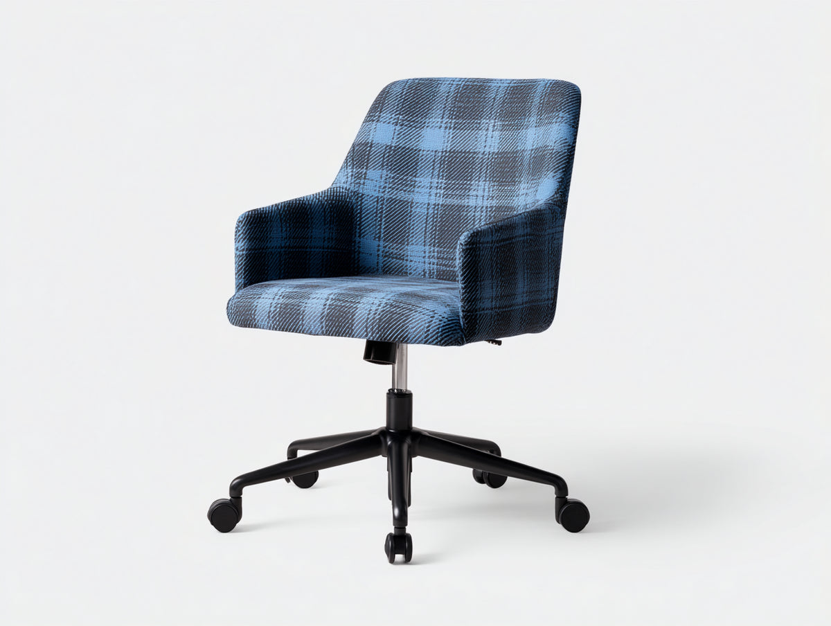Computerstuhl mit Stoffbezug 64×62×82 cm – Dunkelgrün/Schwarz – Schalenform mit Armlehnen für das Arbeitszimmer